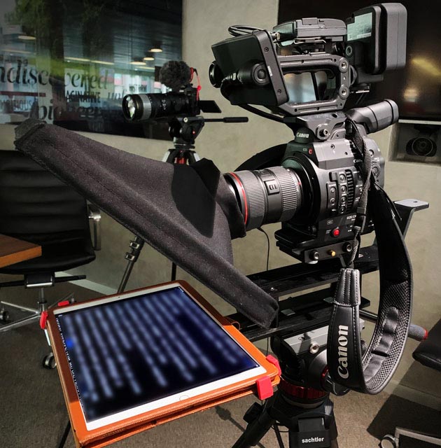 Cameraman with teleprompter in Geneva